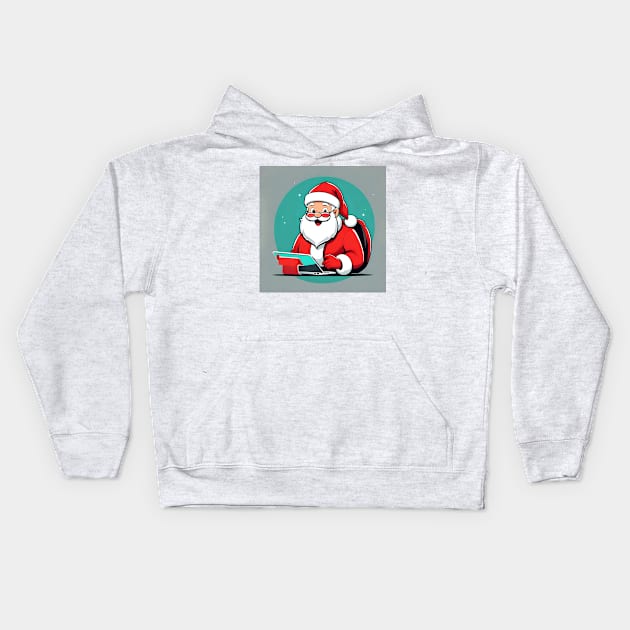 Santa checking his e-list Kids Hoodie by nrpgold